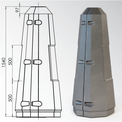Цоколь восьмигранный стеклопластиковый А1 210х1540 мм в Сочи

